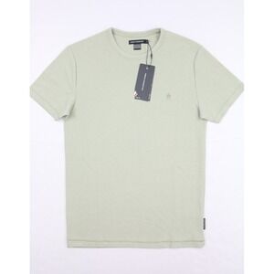 French Connection Mens Textured T Shirt Sage Sz S Crew Neck Embroidered Tonal